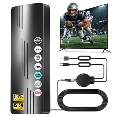 PVBKZ 2026 Upgraded TV Antenna Indoor Outdoor, 3600+ Miles Long Range HD Digital TV Antenna for Local Channels with Amplified Signal Booster, Supports 4K 8K 1080p for All TVs，39ft Coaxial Cable