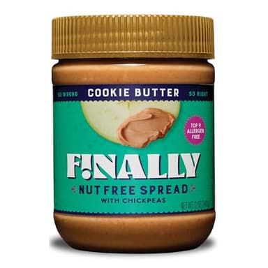 Finally Nut Free Cookie Butter - Speculoos Inspired Spread, Lower Sugar, Top-9 Allergen Free, Plant-Based Chickpea Spread, Vegan, and School Safe
