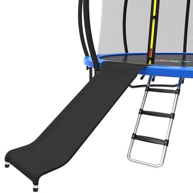 Trampoline Ladder and Slide Kit - Universal 3 Steps Stair Slide with Buffer, Easy to Climb Trampoline Accessories for Kids, Replacement Parts & Attachmentfor 10 12 14 15ft Trampolines (Silver)