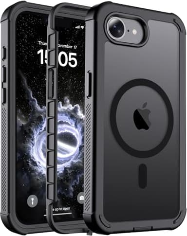 jaroco Magnetic for iPhone 16e Case, [Compatible with MagSafe][Military Grade Drop Protection][Heavy Duty Protection][Non-Slip][Shockproof] 2-Layer Durable Bumper Phone Case 6.1''-Black