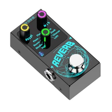 Mini Reverb Guitar Pedal, Verb Square Digital Reverb 9 Modes Room, Hall, Chorus, Duck, Plate, Studio, Echo, LOFI with True Bypass Aluminium alloy case (Black Reverb)