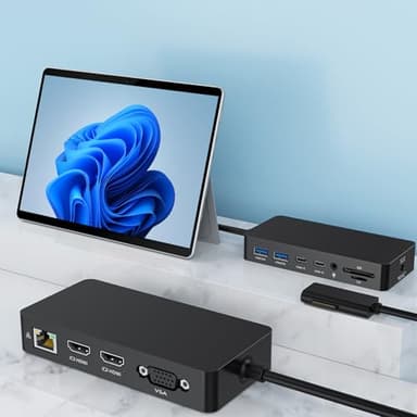 New Surface Dock Triple Displays Dual HDMI+VGA with Power Adapter,12 in 1 Surface Docking Station for Surface Pro 12/11/10/9/8/X/7/6/5/4/3,Surface Laptop 7/6/5/4/3/2/1,Surface Book Go