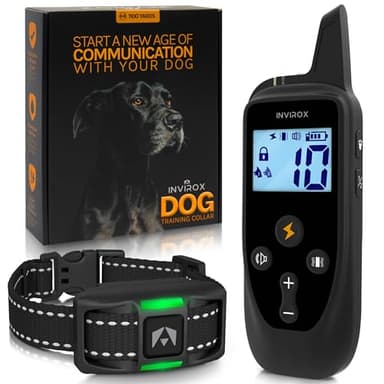 INVIROX 2026 Edition Dog Training Collar with Remote - 123 Level Shock Collar for Dogs, 1100 yd Range, Waterproof Rechargeable System with Manual Bark Control for Stubborn, Reactive, Large Breeds