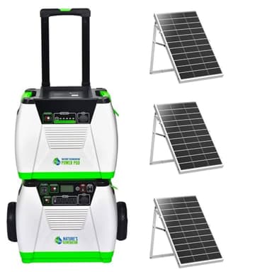 Nature's Generator Platinum System 1800W Solar & Wind Powered Pure Sine Wave Off-Grid Generator + 1200Wh Power Pod (1920Wh total) + 3 of 100W Solar Panels w/Infinite Expandability, Gasless, Fumeless