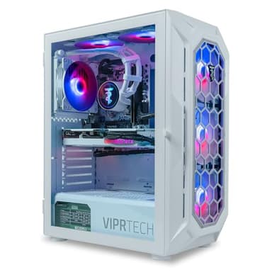 ViprTech Ghost 3.0 Liquid-Cooled PC - AMD Ryzen 7 (4.4Ghz Turbo), RTX 4060 8GB, 16GB DDR4 RAM, 1TB SSD, VR-Ready, Streaming, WiFi BT, RGB, Win 11, Warranty, Gaming Desktop Computer, White