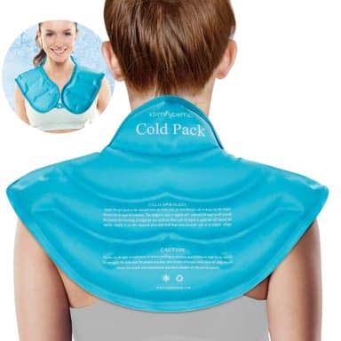 Comfytemp Ice Pack for Neck Shoulders Pain Relief, Resuable Large Gel Shoulder Cooling Wrap for Upper Back, Cold Compress Therapy for Cervical Injuries, Recovery Items for Men Women (Small, Sky Blue)