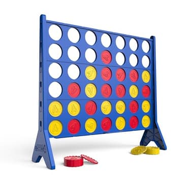 Connect 4 Oversized Edition Game - Giant Classic Four-in-a-Row Family Fun - Indoor & Outdoor Strategy Board Games for Adults & Kids - 42-Count Colorful Discs - Quick Assembly & Slide Release Reset