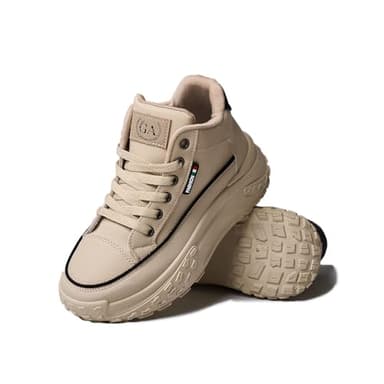 Chouiss Chunky Sneakers for Women,Platform White Mesh Dad Walking Shoes,Comfortable Breathable Casual Fashion Running Shoes,Khaki,Size 8