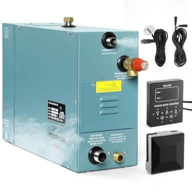 Kooby 4KW Luxury Self-draining Steam Generator Shower Sauna Bath Home Steam Bath Spa Generator with Waterproof Control and Auto Drain 95-131℉ for Max Space Heating 4 m³ (145 ft3)
