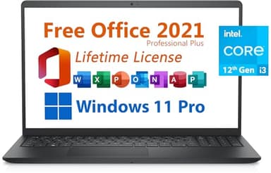 Dell 2024 Inspiron 15 Laptop, Free Microsoft Office 2021 with Lifetime License, 15.6" FHD 1920 x 1080, Intel 6-Core i3-1215U Upto 4.4 GHz, 16GB DDR4 RAM, 512GB PCIe SSD, Windows 11 Pro, Black