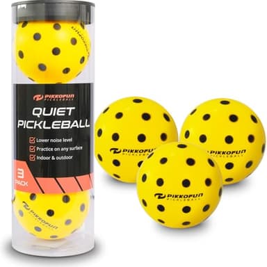PIKKOFUN Quiet Pickleball Balls - Silent Foam Practice Pickleballs for Indoor Training & Wall Drills - 3 Pack with Storage Tube - Soft & Safe Practice Balls