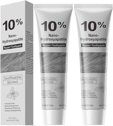 2PCS Hydroxyapatite Toothpaste,10% Nano Hydroxyapatite Toothpaste(Fluoride Free),Toothpaste for Adults, Enamel Care,Gentle Mint,Fresh Breath