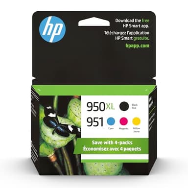 HP 950XL Black + 951 Cyan, Magenta, Yellow Ink (Black XL + CMY) | Works with HP OfficeJet 8600 | HP OfficeJet Pro 251dw, 276dw, 8100, 8610, 8615, 8620, 8625, 8630 | C2P01FN