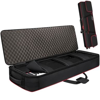 SNIGJAT 88 Key Keyboard Case with Wheels (Interior: 56.5"x16.2"x6.8"), Soft 88 Key Rolling Keyboard Case with Detachable Paddings & Adjustable Shoulder Straps, Full Padded Piano Bag