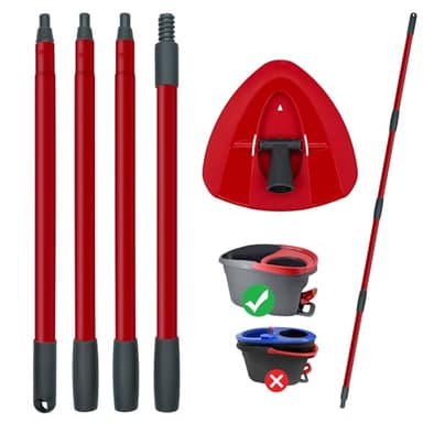 Mop Handle for Ocedar, Spin Mop Handle for O Cedar, 4-Section 30" to 58" Extendable Mop Handle Replacement for Ocedar, Mop Stick and Base for Ocedar Floor Cleaning, American Threaded Joint
