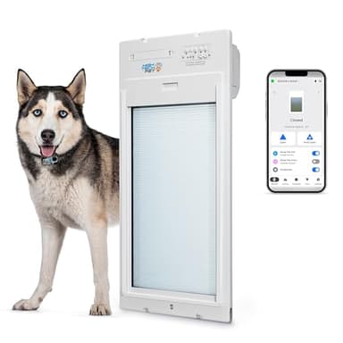 Power Pet Roll Up Automatic Electronic WiFi Pet Door by High Tech Pet - Space-Saving, Pet Operated Dog Door, App Control, Safe, Secure, Air Tight (Door Mount, Large)