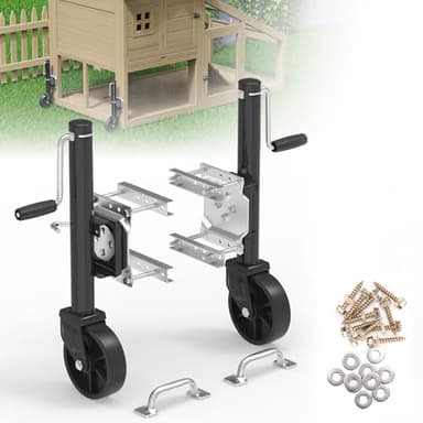 Chiligent Chicken Coop Wheels Kit, 2 Pack Caster Wheels with Lift System & Pull Handles, Easy Move Your Chicken Cage, Chicken Tractor & Poultry House, Portable Chicken Coop Accessories