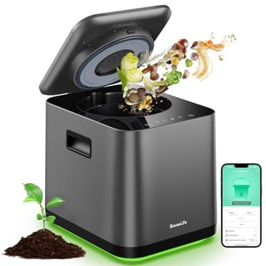 GoveeLife Upgraded Electric Composter for Kitchen, Smart Indoor Countertop Compost Bin, Odorless, Low Noise, Auto-Cleaning, Turn Food Waste into Fertilizer, Food Waste Compost Machine with LED Display