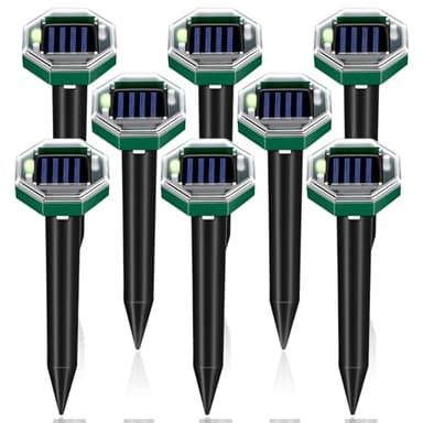 Mole Repellent Solar Powered Sonic Gopher Repellent Stakes for Yard,IP65 Waterproof Ultrasonic Mole Repellent for Lawns,Sonic Vole Snake Chipmunk Armadillo Deterrent for Garden5300501 (1)