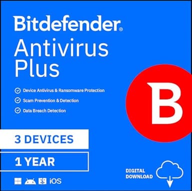 Bitdefender Antivirus Plus - 3 Devices | 1 year Subscription | PC Activation Code by email