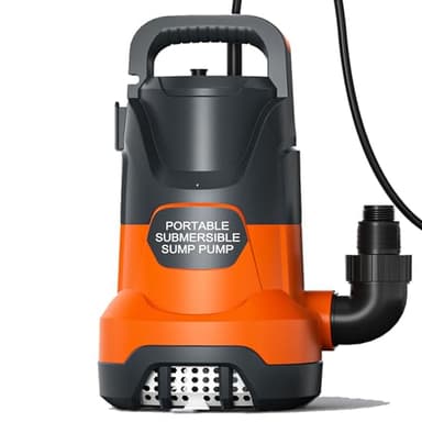 SHANGDA Sump Pump 1.5HP Clean/Dirty Submersible Water Draining Pump 5500GPH Electric Portable Water Transfer Pumps for Pool Basement Garden Spa Hot Tubs Pond Flood Yard, Orange