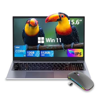 15.6" Laptop Gaming with Backlit Keyboard - Aluminum Portable Laptop Computer, Core i3 (2C/4T, Up to 3.2GHz), 12GB DDR4 RAM + 512GB NVMe SSD, FHD IPS 180° Viewing Angle, WiFi & Bluetooth-Space Grey