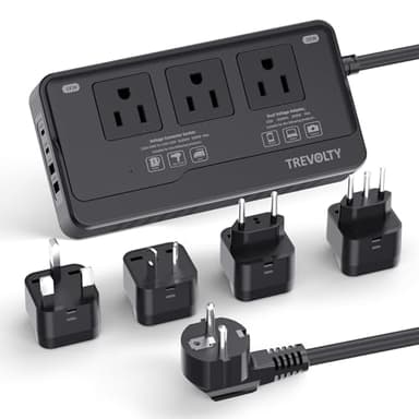 2000W Voltage Converter US to Europe for Hair Dryers, 7-in-1 220V to 110V Converter for European Travel with 3 AC/2 USBA/2 USBC Ports, Universal Power Converter Adapter Combo with EU/UK/IT/AU (Black)