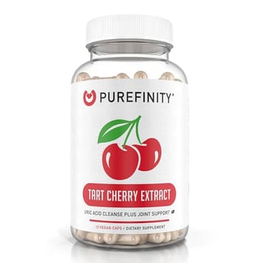 PUREFINITY Tart Cherry Capsules – Uric Acid Flush & Cleanse to Support Joint & Muscle Comfort with Raw Extract, Non-GMO, Gluten Free, Vegan – 30 Count (1 Month Supply)