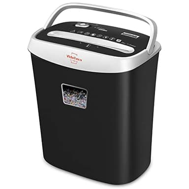 VidaTeco Paper Shredder for Home Office10-Sheet Cross-Cut Shredder with US Patented Cutter,Also Shreds Card/CD/Clip,Paper Shredding Machine for Home Use Heavy Duty with Jam Proof,3.9-Gallon Bin
