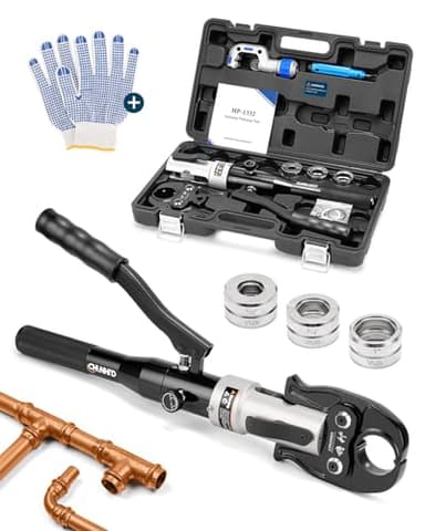 CHANHYD Copper Tube Fittings Hydraulic Pipe Crimping Tool with 1/2 inch,3/4 inch and 1 inch Jaw Copper Pipe Press Crimpers Tube Fittings Crimping Tool (Copper pipe Crimping Tool)