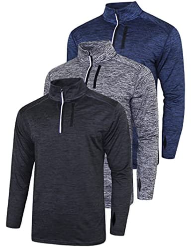 Liberty Imports 3-Pack Men’s Quarter-Zip Pullover – Lightweight Long Sleeve Athletic Jackets, Performance Workout Golf Running Shirts (Set 1, Medium)