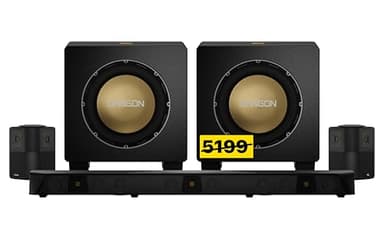 Nakamichi Dragon 11.2.6 Ch Surround System w Dolby Atmos/DTS:X Pro (Pro Cinema Engine), HiFi AMTs, Dual Reference 12" Subs, Bipolar Surr, 6 Discrete Height Ch, 3850Watts Max Output. AVR Grade Soundbar