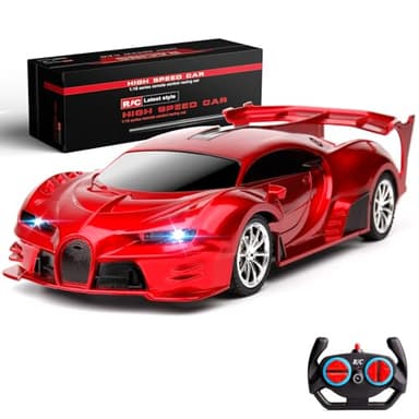 KULARIWORLD Remote Control Car Rechargeable High Speed 1/18 RC Cars Toys for Boys Girls Vehicle Racing Hobby with Headlight Christmas Birthday Gifts for Kids (Red)