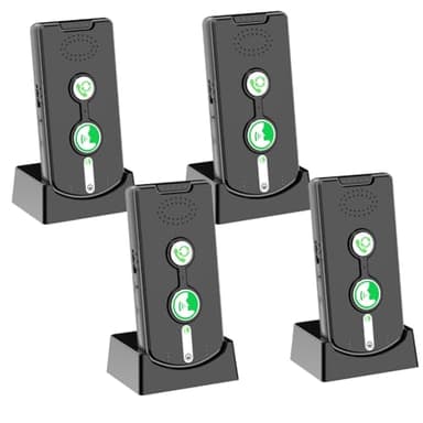 2 Way Intercom for Home Upgraded, Portable Wireless Intercom System for House with 5 Level Volume and Ringtones Adjustment Rechargeable for Hospital Hotel Office Business 4 Pack(Black)