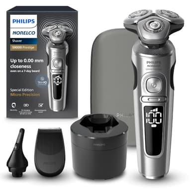 Philips Norelco Shaver Series 9000 Prestige Special Edition, Wet & Dry Electric Shaver, Lift/Cut & SenseIQ Technology, Nose & Precision Trimmer, Cleaning Pod & Premium Case, SP9842/85