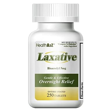 HealthA2Z Laxative Bisacodyl 5mg | 250 Counts | Gentle and Fast Overnight Relief for Constipation