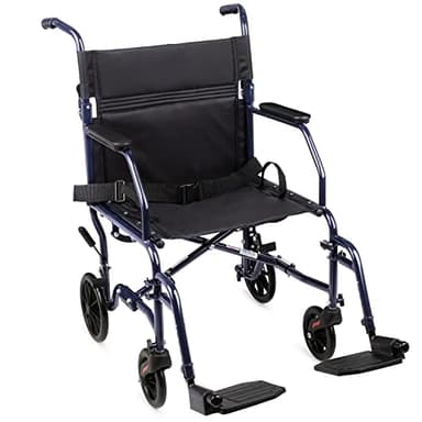 Carex Transport Wheelchair With 19 inch Seat, Folding Transport Chair with Foot Rests, Foldable Lightweight Wheelchair Foldable for Storage and Travel