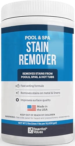 Essential Values Swimming Pool & Spa Stain Remover (2 LBS) - Compatible with Vinyl Liners, Fiberglass & Metals - Effective Formula Removes Rust & Tough Stains