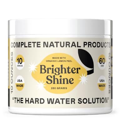 Brighter Shine Dish Washer Cleaner Powder - 60 Uses All-Natural Lemon Citric Acid Dishwasher Cleaner Additive, Hard Water Spot Remover, Odor Eliminator for Appliances, Concentrated Formula, Made USA