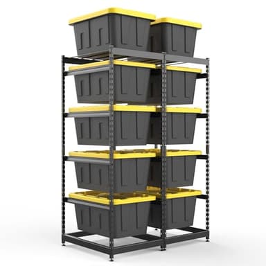 FERO 27 Gallon Tote Storage Rack, Heavy-Duty Storage Bin Rack Organizer, 5-Tier Standing Storage Bin Shelves, 250 lb Capacity, Maximize Space for Garage, Warehouse, Utility(Totes Not Included)