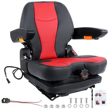 hightall Lawn Mower Seat,Spring-Dampers Heavy Duty Tractor Suspension Seat for Zero Turn Mower Tractor Excavator Harvester Forklift,Adjustable Slide Rails/Armrest,Seatbelt