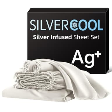 DLEECP Silver Infused Bed Sheets, 10% Silver 20% Silk Cooling Sheets, Natural & Anti-Odor, Hypoallergenic Bedding for Hot Sleepers & Sensitive Skin - CK Set