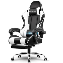 GTPLAYER Gaming Chair, Computer Chair with Footrest and Lumbar Support, Height Adjustable Game Chair with 360°-Swivel Seat and Headrest and for Office or Gaming (White)