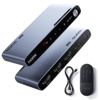llano HDMI 2.1 Switch 3 in 1 Out, 8K@60Hz with Remote, 4K@120Hz/240Hz, VRR, HDR10+, Dolby Atmos, CEC, 48Gbps,HDMI Switcher for PS5, Xbox, Switch, Roku, Fire Stick, Apple TV, Aluminum Alloy Case