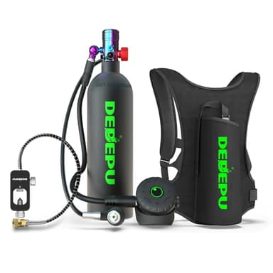 DEDEPU 2.3L Scuba Tank, Mini Diving Tank Small Lung Tank with Adapter, Up to 40 Mins Underwater Breathing Time, Portable Backup Air Cylinder, Emergency Resuce Pony Bottle