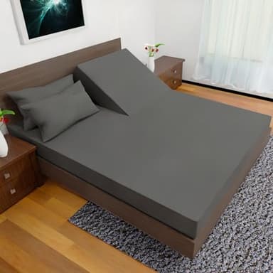 Royal Bliss 1900 - Split Top California King - 4 Pcs Set - Cal King Split Top Deep Pocket Sheet Set - for Adjustable Bed - Double Brushed Microfiber (Dark Grey)