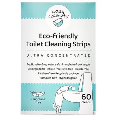 Lazy Coconuts Toilet Bowl Cleaner Strips - 60 Cleans, Plastic-free, Dye-free, With Lemon Essential Oil
