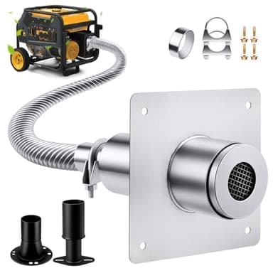 2026 Upgraded Generator Exhaust Silencer Kit Stainless Steel Muffler with Insulated Through-Wall Mounting Plate - Universal Adapters for Most Portable Generators - Efficient Noise Reduction