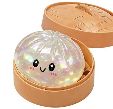 Xihongshi Glitter Dumpling, Glitter Dumpling Squishy Box, Dumplings Squishy, Anxiety Relief Fidget, Soft Squeeze Decompression Dough (White)