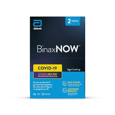 BinaxNOW COVID-19 Antigen Self Test, 1 Pack, 2 Tests Total, COVID Test With 15-Minute Results Without Sending to a Lab, Easy to Use at Home